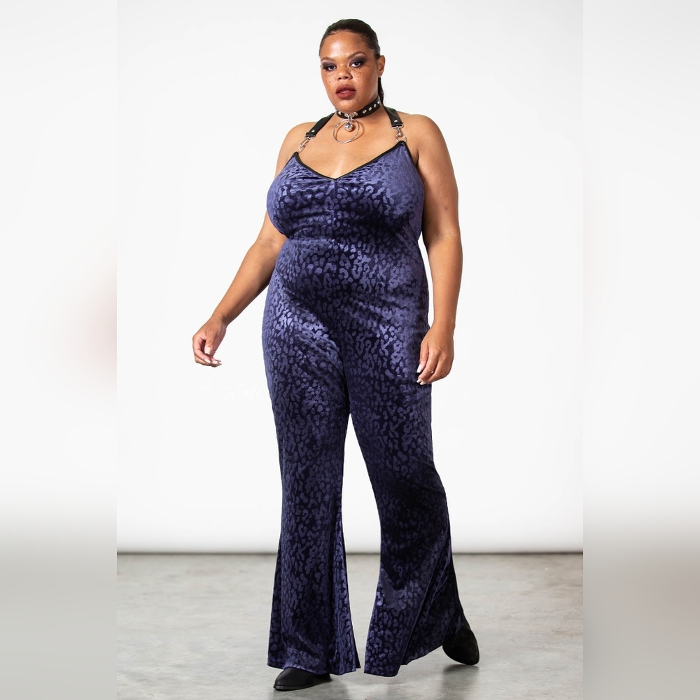 Killstar Huntress Purple Velvet Jumpsuit with Plunging Neckline - NWT … - Picture 4 of 6
